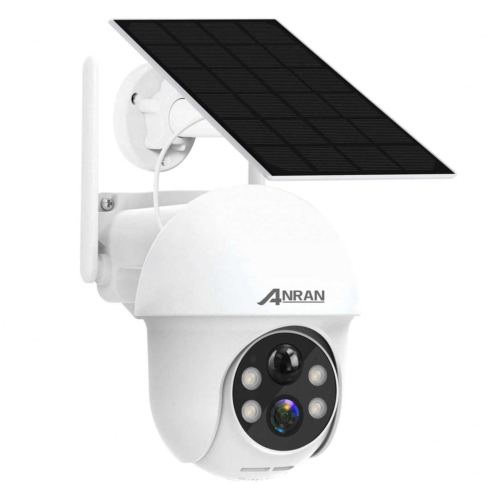 Caméra de Surveillance Extérieur 3MP WiFi sans Fil Solaire avec Batteries PIR Détection Humaine Compatible Alexa,ANRAN Q01 Blanc