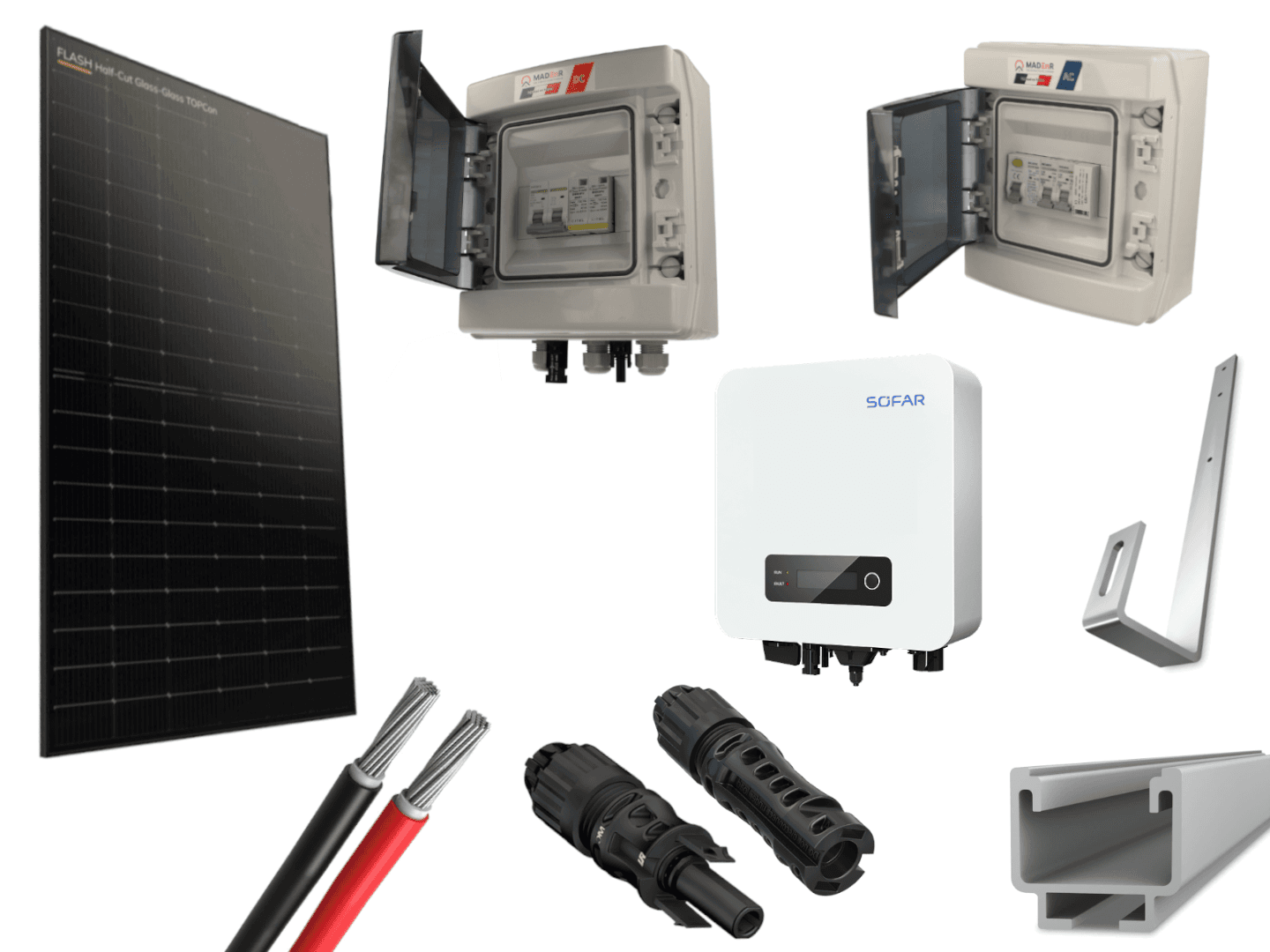 Kit 4 panneaux photovoltaïque pour ardoise onduleur centralisé 2000Wc